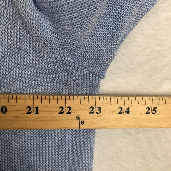 J. JILL Linen Blend Open Front Knit Cardigan Sweater‎ Sz XL Light Blue Pockets - Picture 8 of 10
